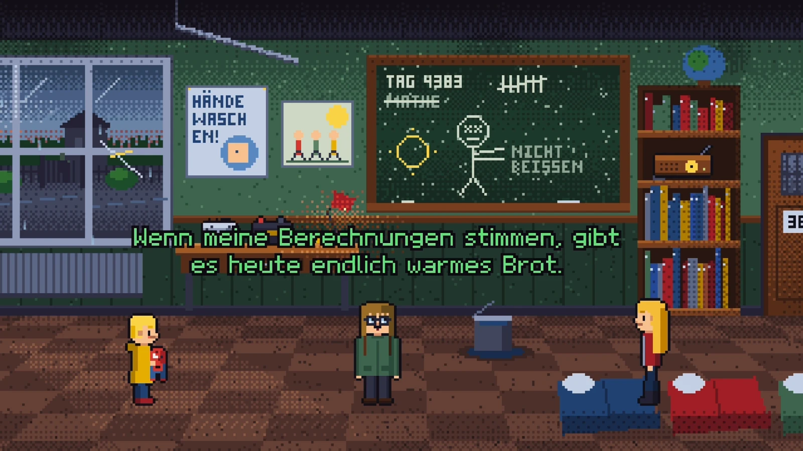 Tildi, Livi und Max im Klassenzimmer
